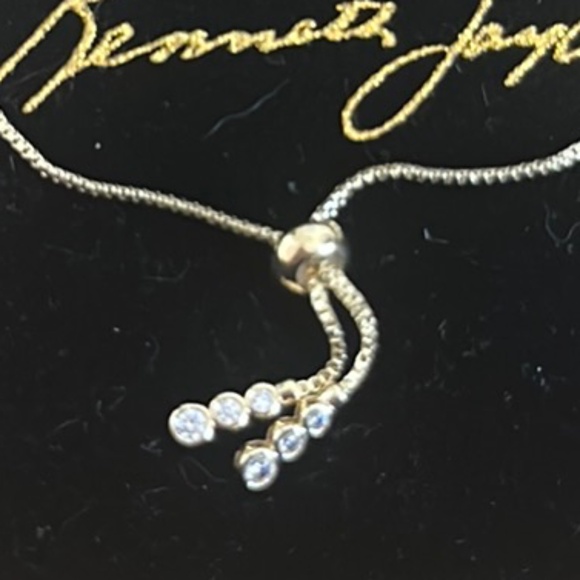 Kenneth Jay Lane Gold and Crystal Tennis Bracelet with Gold Slider - Picture 9 of 9